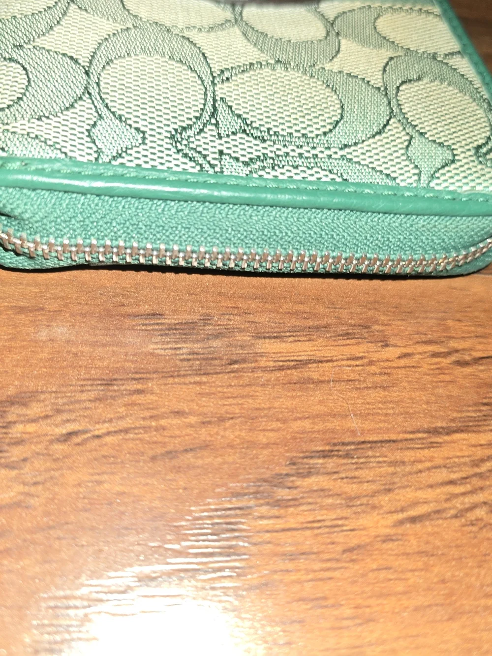 COACH Green Signature Wristlet Phone Case